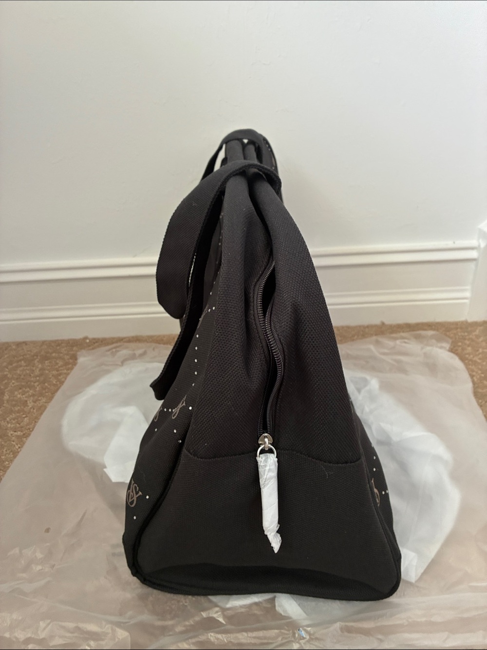 Victoria's Secret Black Bling Logo Weekend Travel Bag Duffle - Picture 2 of 6